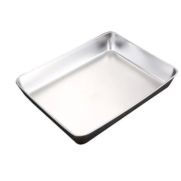 Convertible stainless steel dish: Store and serve with elegance