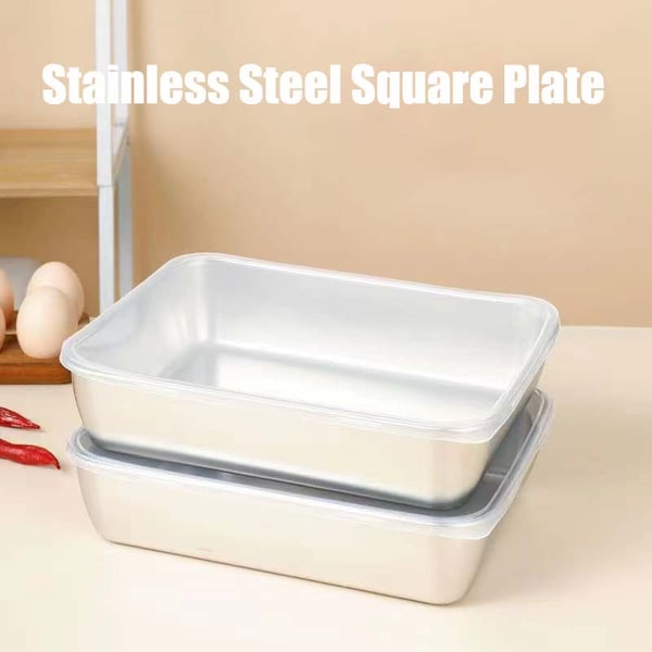 Convertible stainless steel dish: Store and serve with elegance