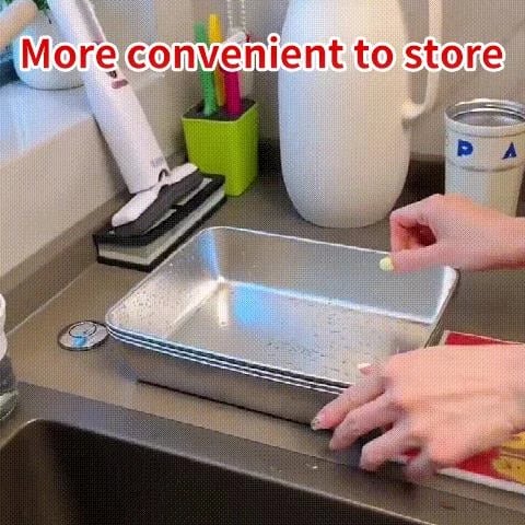 Convertible stainless steel dish: Store and serve with elegance