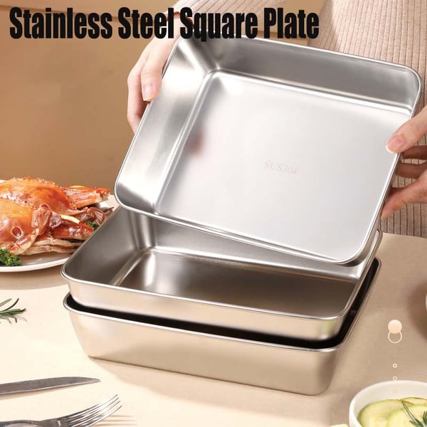 Convertible stainless steel dish: Store and serve with elegance